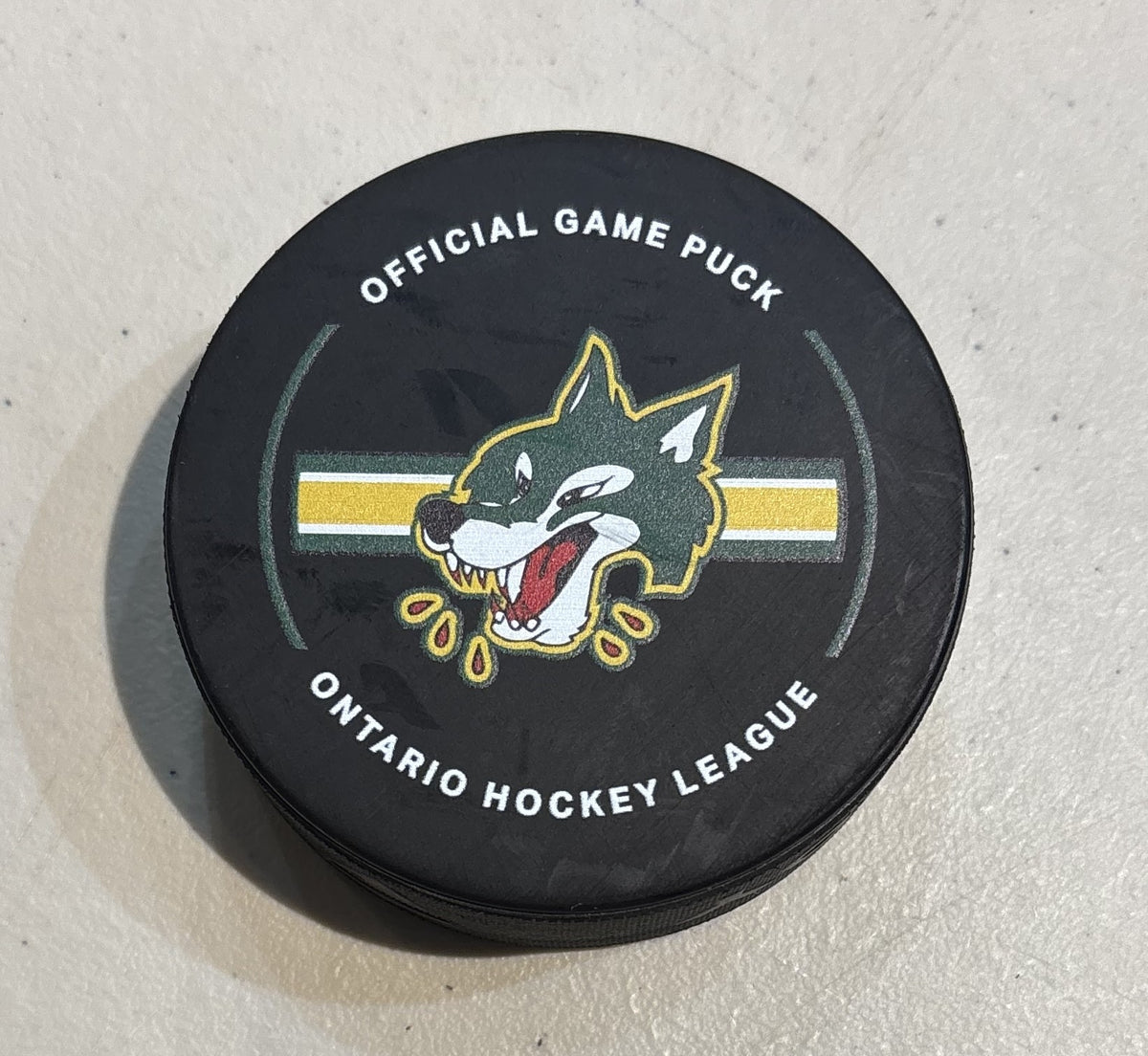 Wolves OHL Green Retro Retail Puck