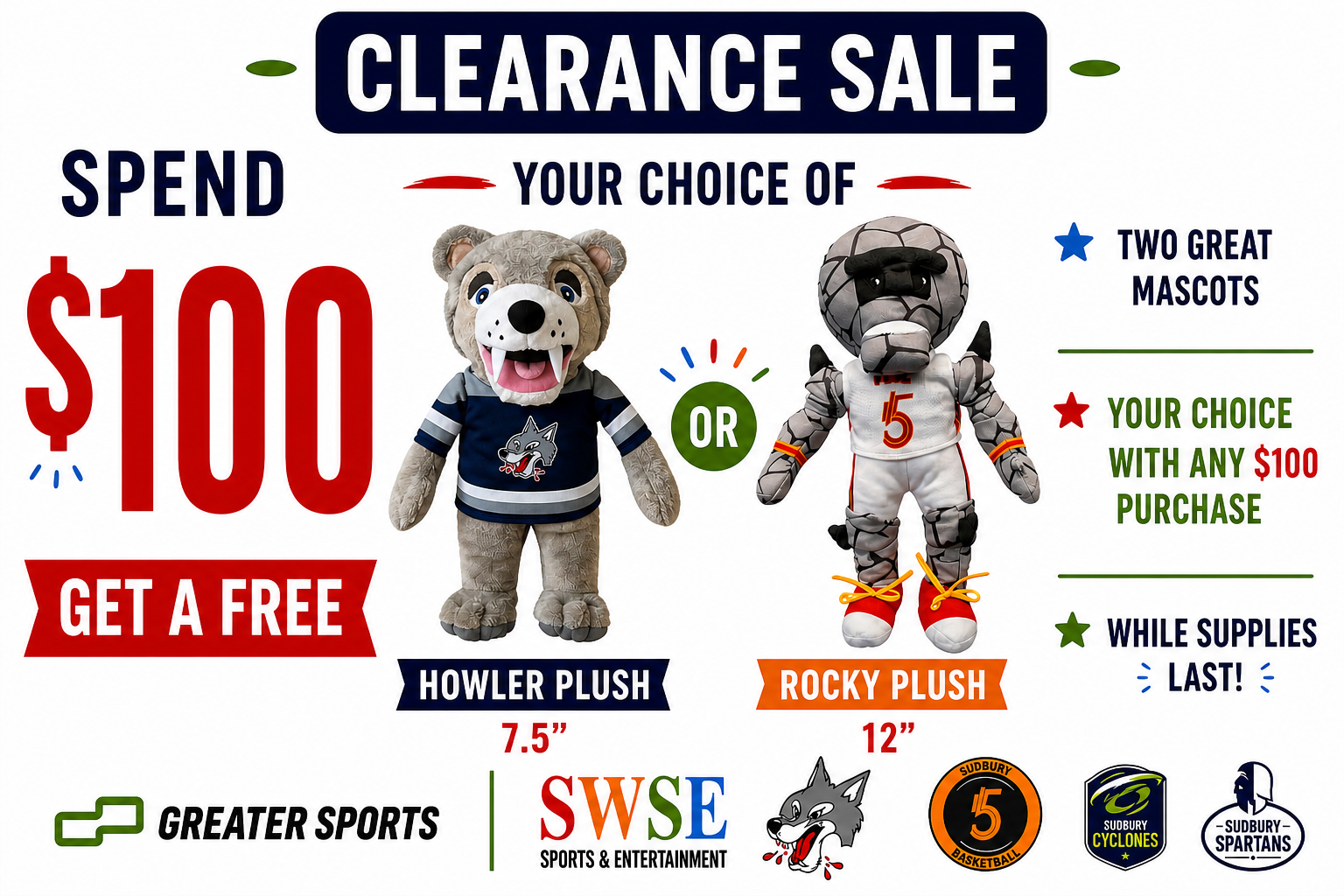Spend $100, Get a Free Howler OR Rocky Plush