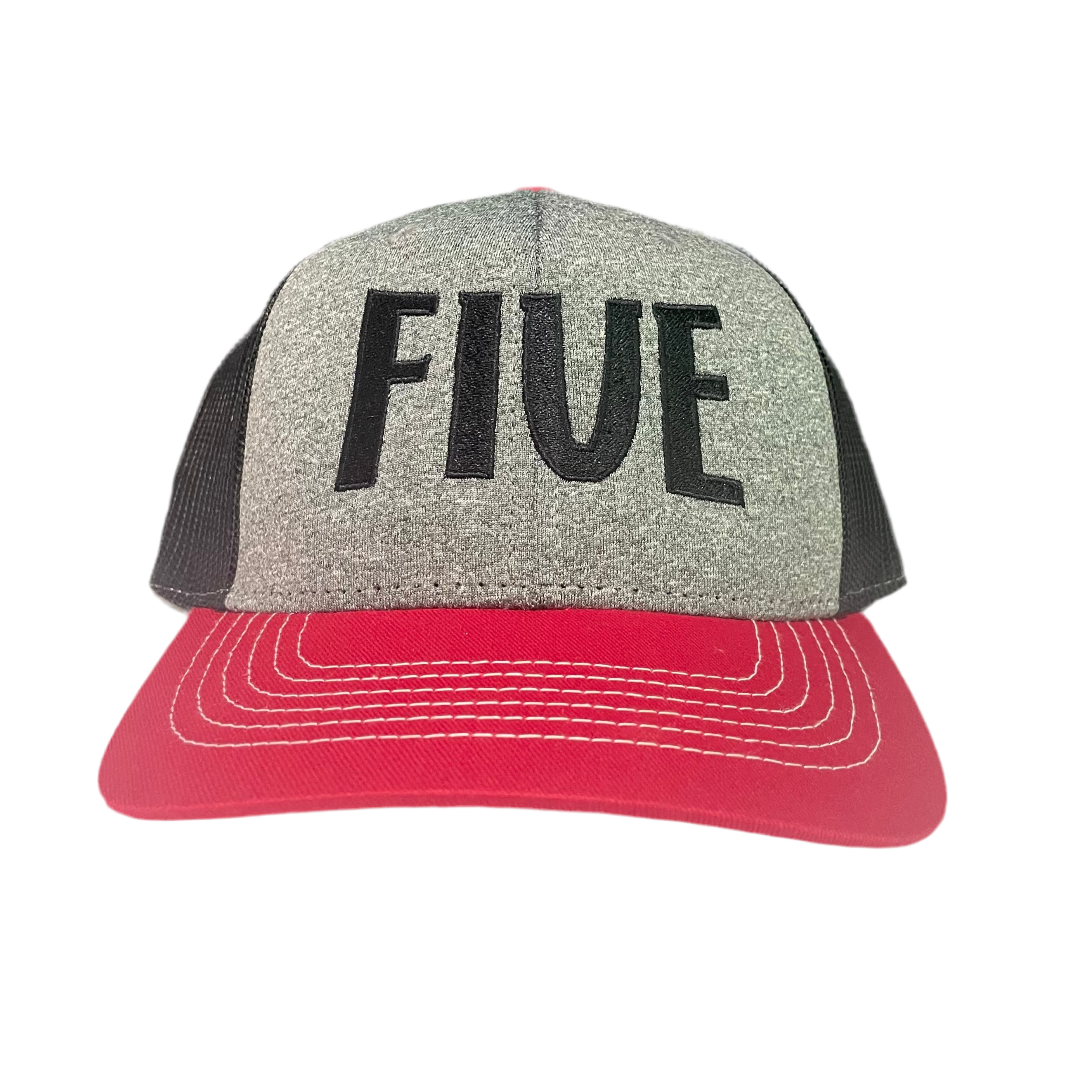 Five Grey/Red Hat