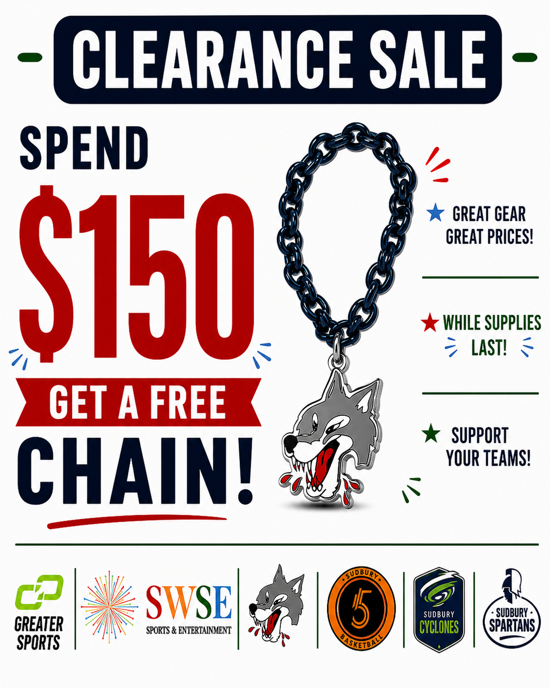 Spend $150, Get a Free Team Chain Of Your Choice