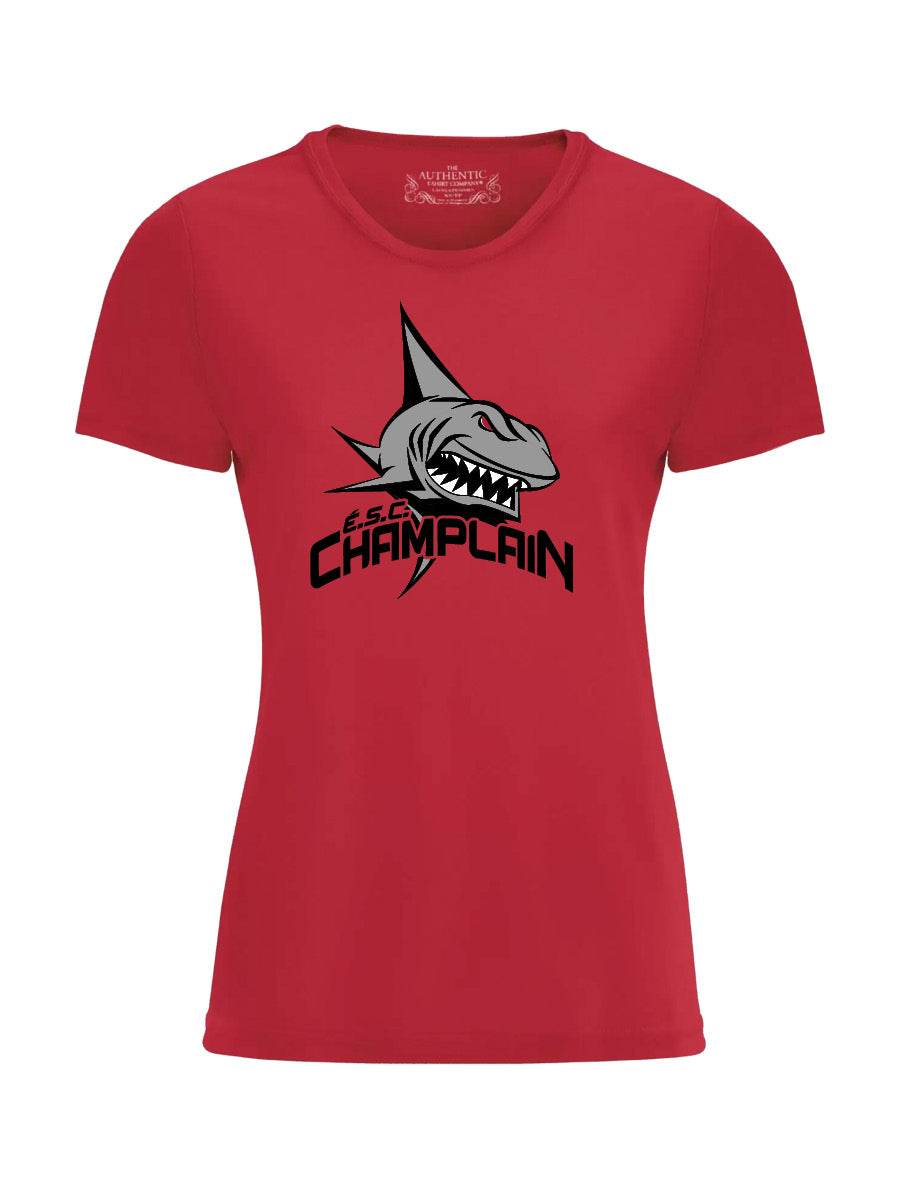 CHAMPLAIN - Printed Red ProTeam Gym Shirt (Ladies)