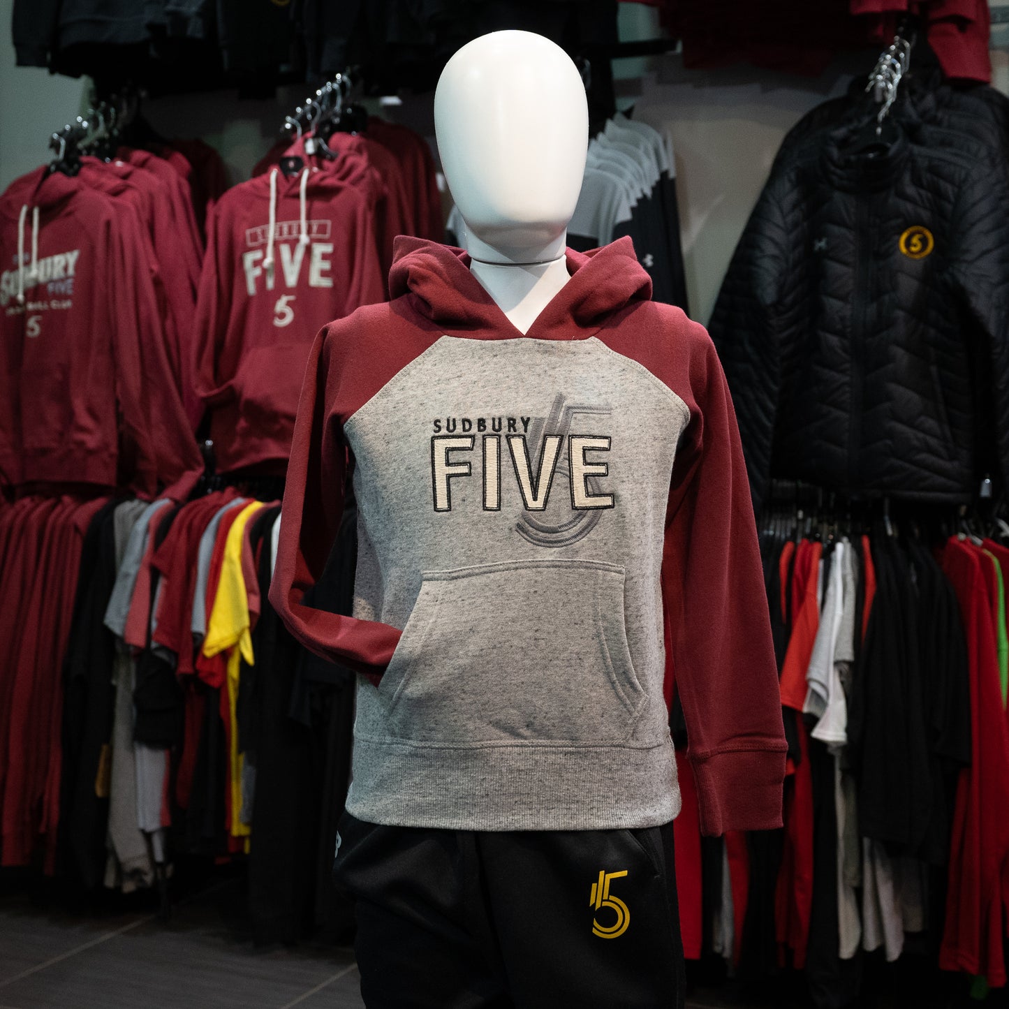 Five Youth Burgundy Two Tone Campus Crew Hoodie