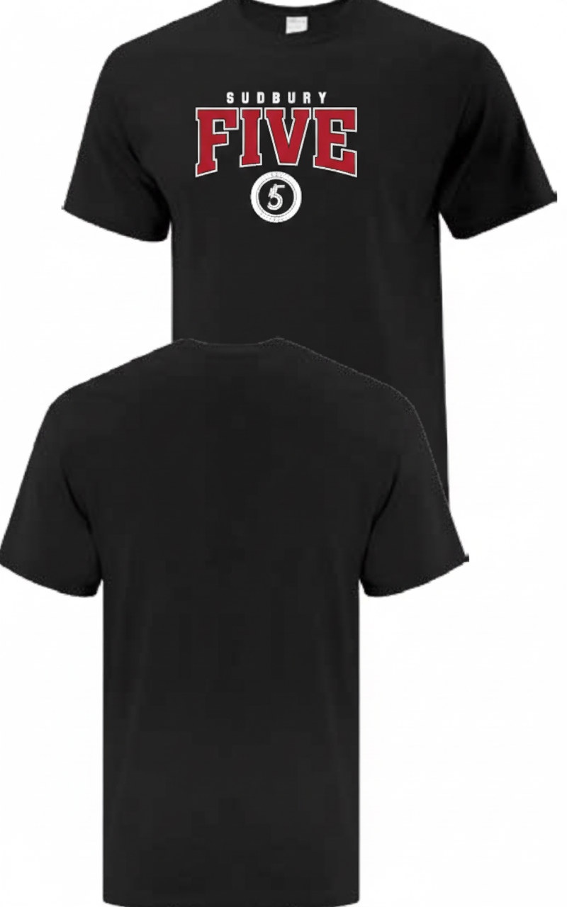 Five Varsity Black Unisex T-shirt