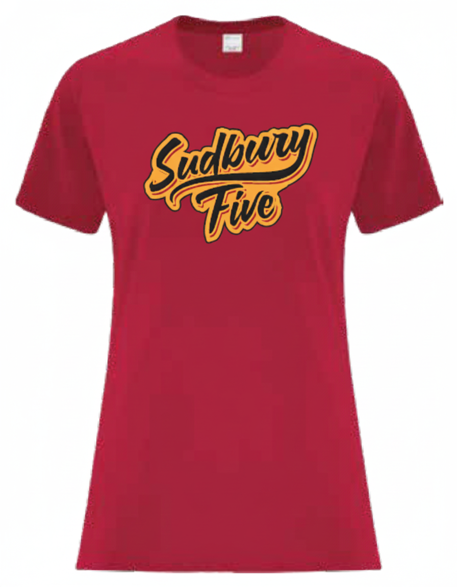 Five "Sudbury Five" Red Ladies T-shirt