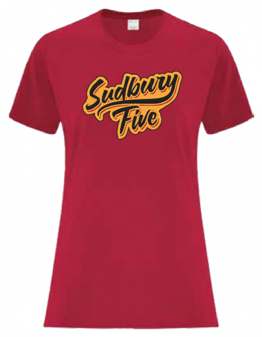 Five "Sudbury Five" Red Ladies T-shirt