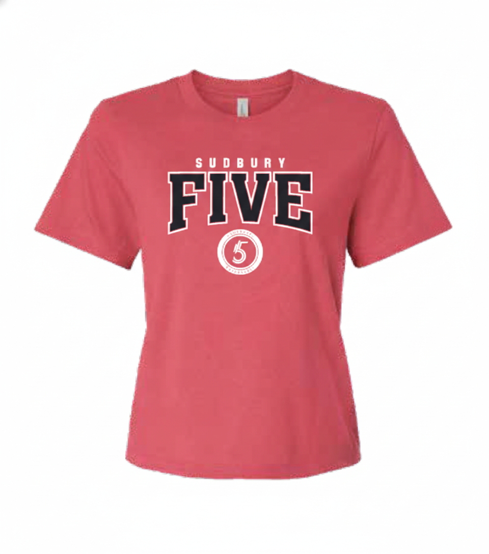 Five Varsity Vintage Red Ladies T-shirt
