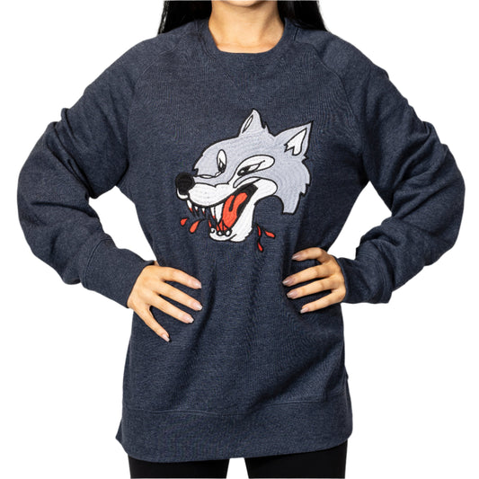 Wolves Campus Crew Heathered Navy Crewneck