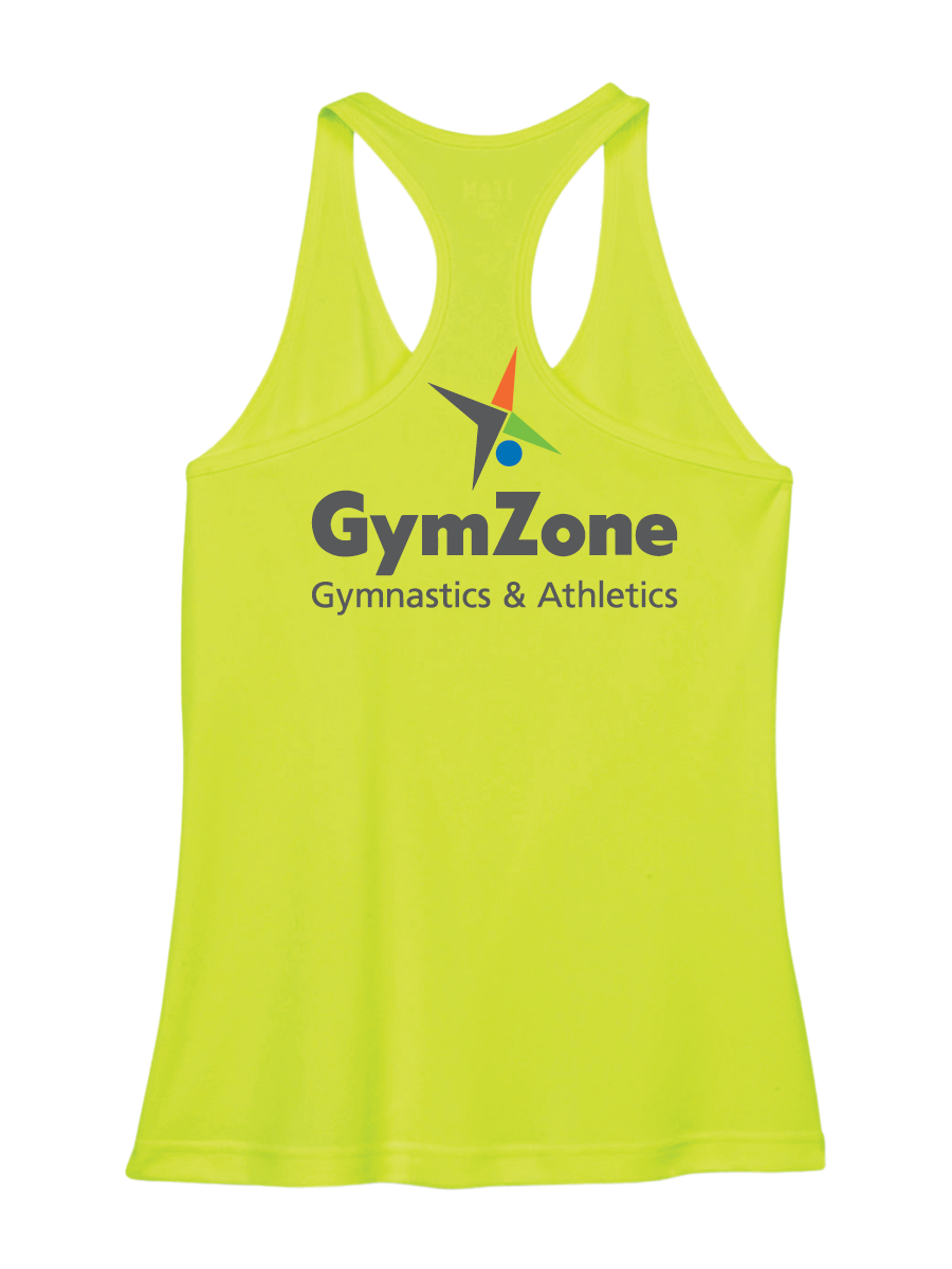 GymZone Ladies Performance Racer Tank - Printed Logo