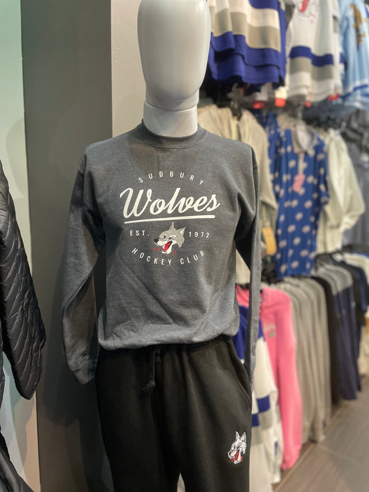 Wolves Youth Charcoal Crewneck