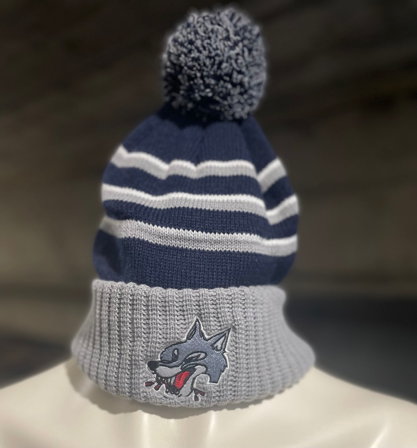 Wolves Grey and Navy Striped Toque