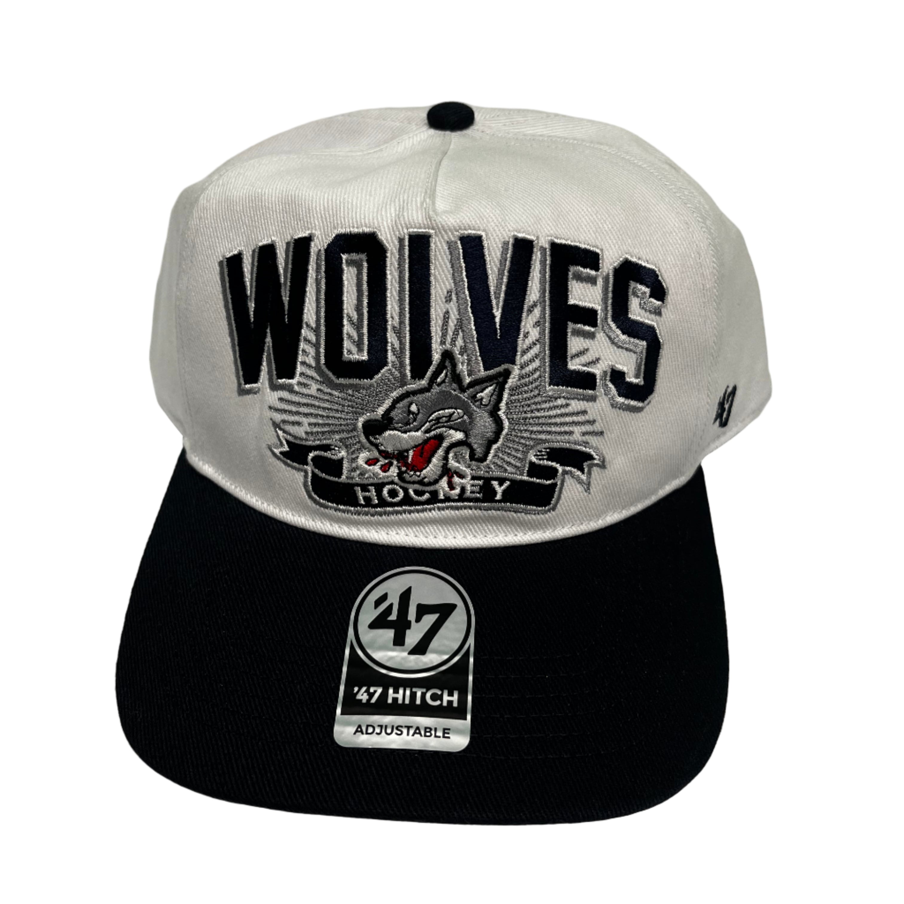 Wolves 47 Hitch White / Navy Hat – Greater Sports Apparel