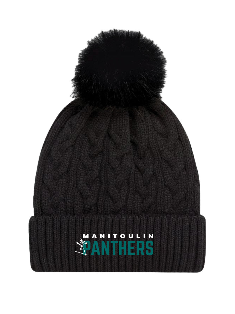 LADY PANTHERS - Knit Faux Fur Pom Toque - Embroidered Logo