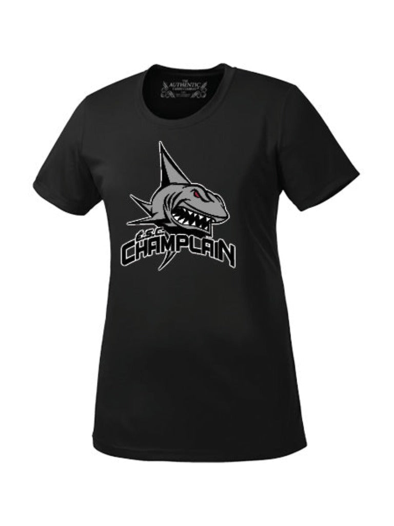 CHAMPLAIN - Printed Black ProTeam Gym Shirt (Ladies)