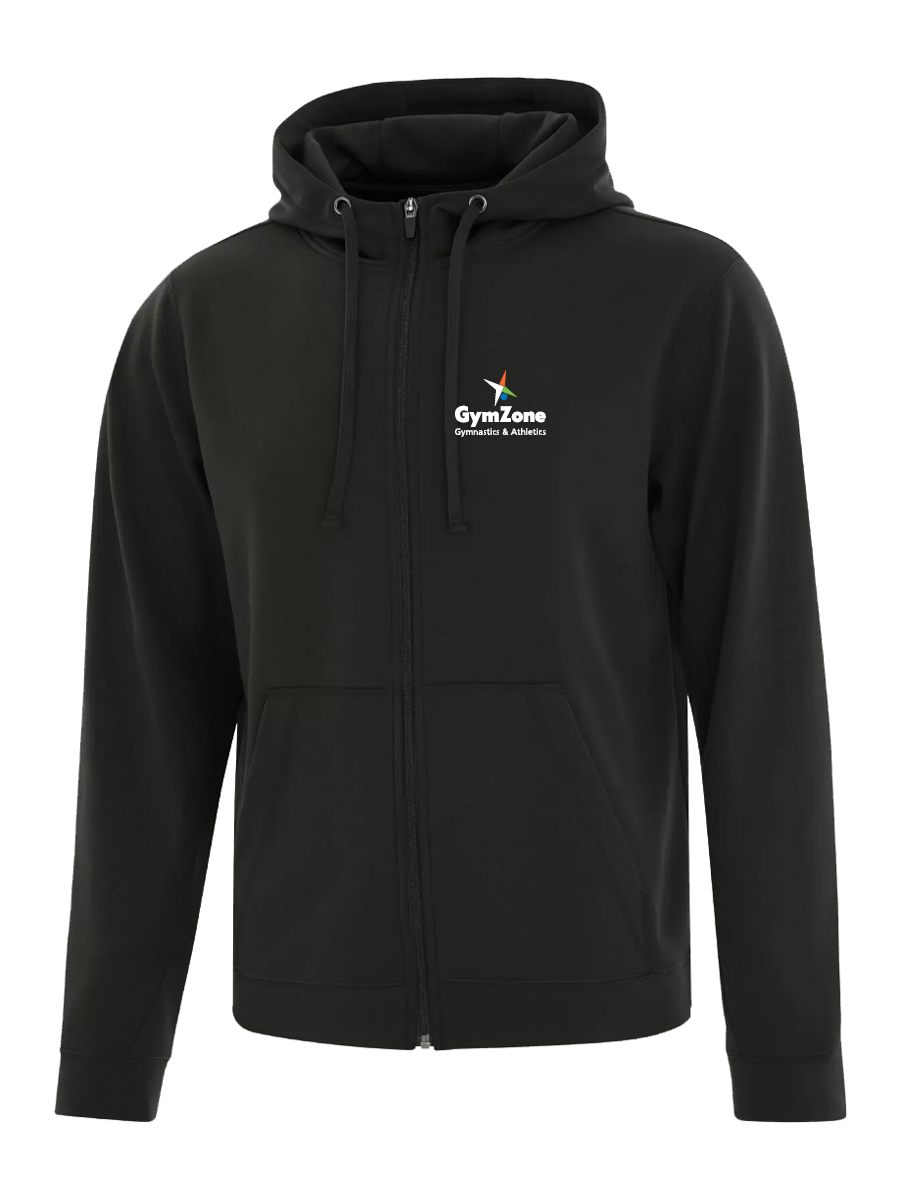 GymZone Mens Game Day Fleece Full Zip Hoodie Black XS Full Colour