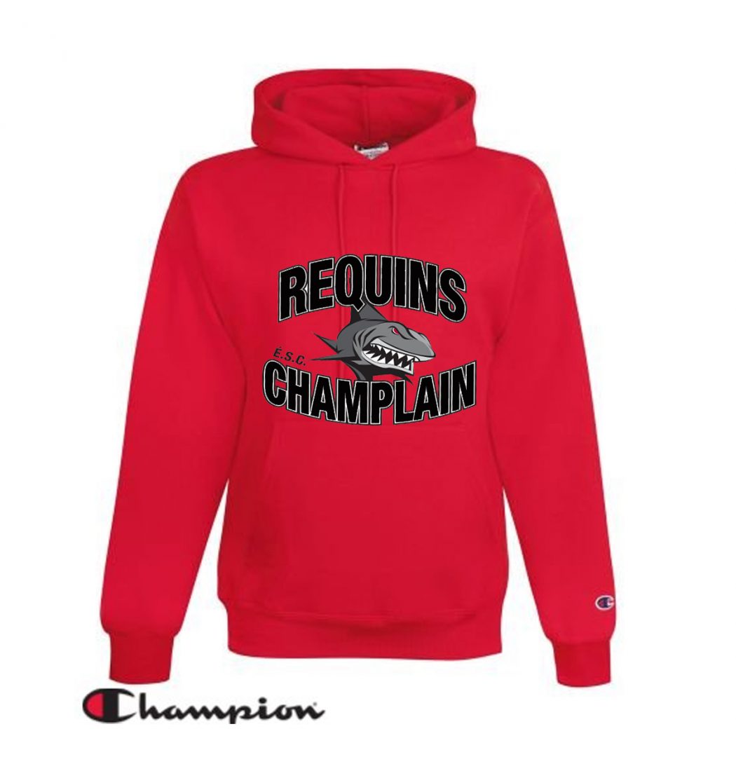 CHAMPLAIN - EMBROIDERED RED CHAMPION HOODED SWEATER (Unisex)
